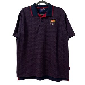 Barcellona FC Polo shirt Men’s Size XL Navy Blue All Over Print Soccer Blokecore